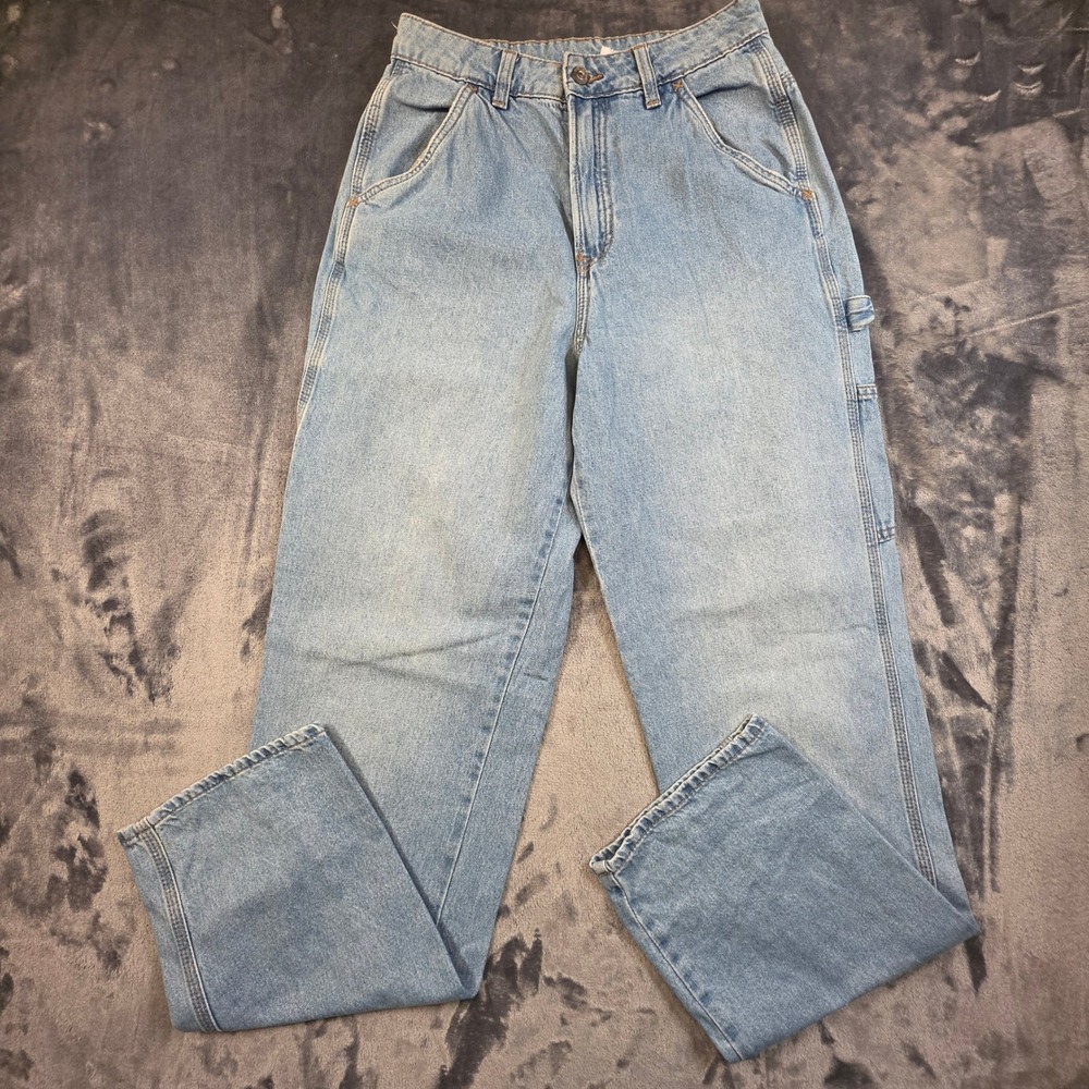 HM Divided Women Light Wash Carpenter Jeans High Waisted Straight Leg Size 4